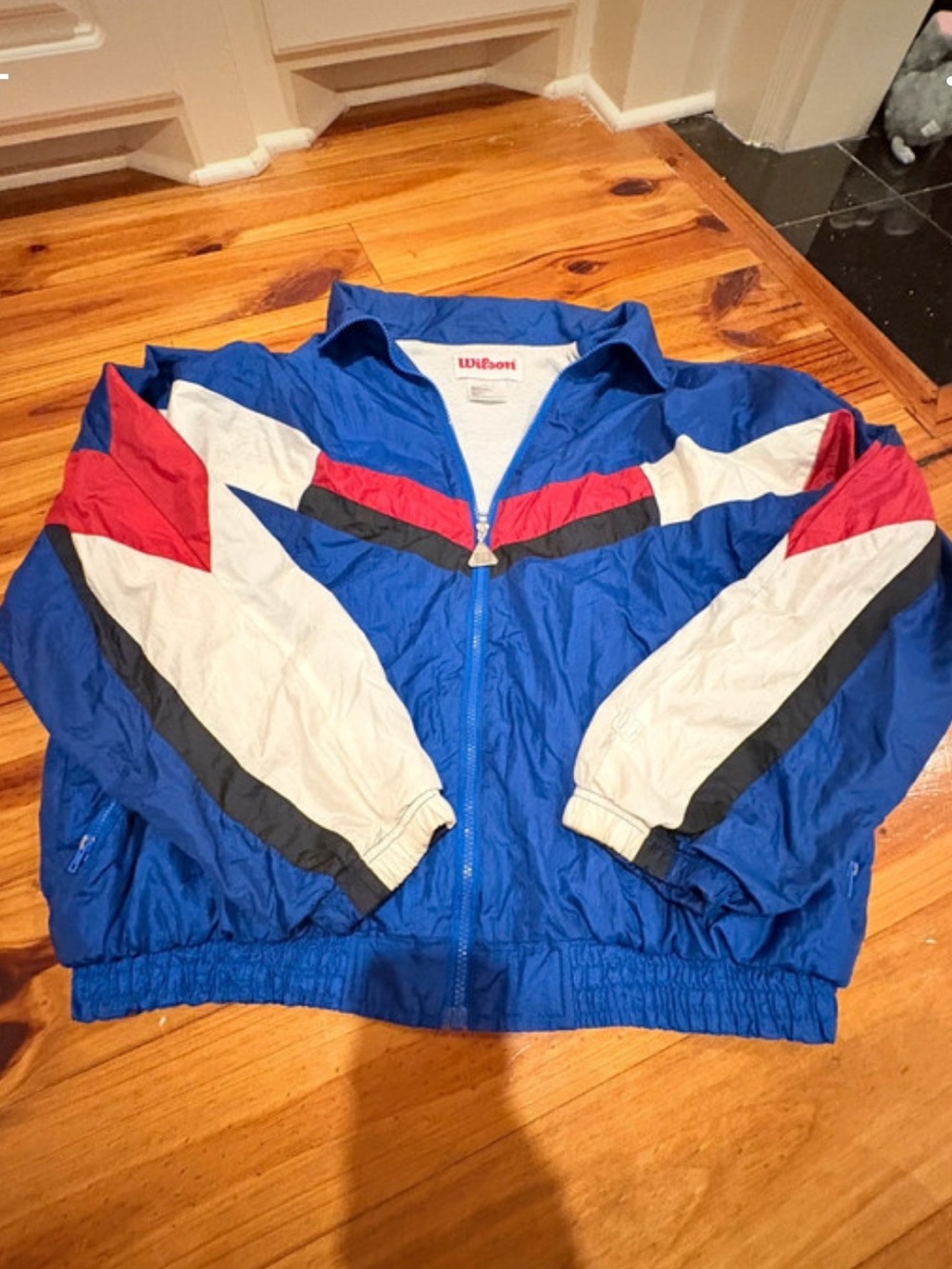 Vintage Wilson Colorblock Windbreaker Jacket Blue Red White Black Large 90s